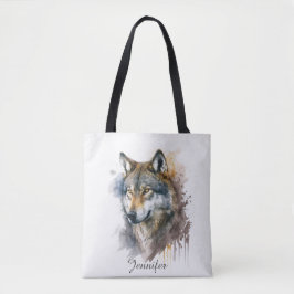 Bolsa Tote Pintura de Wolf Watercolor
