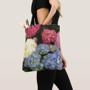 Bolsa Tote Pintura digital com flor azul e rosa