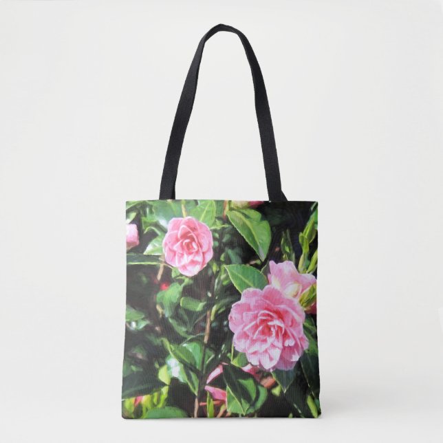 Bolsa Tote Pintura digital em Camellias, por toda a barra de  (Frente)