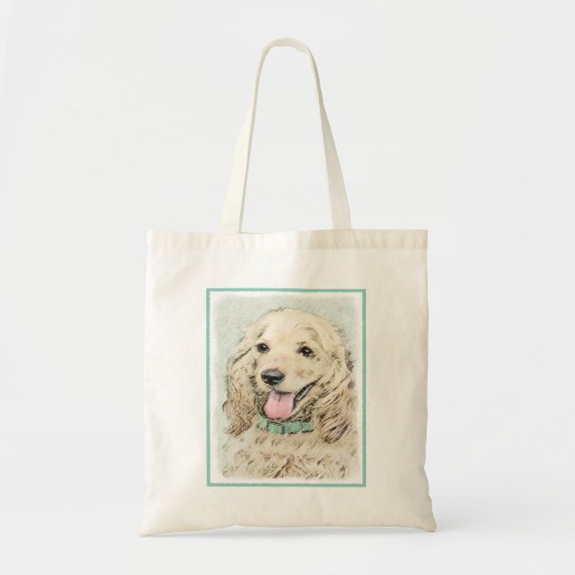 Bolsa Tote Pintura do Cocker Spaniel Buff - Arte Original par (Frente)