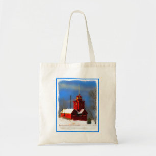 Bolsa Tote Pintura do Farol Vermelho Grande - Arte Original