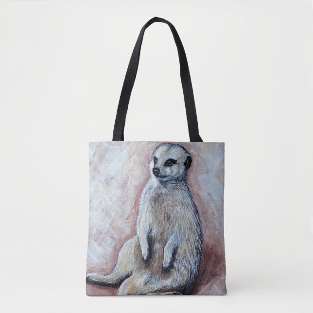 Bolsa Tote Pintura do Meerkat Slouchy (Frente)