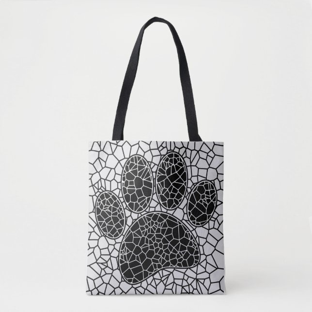 Bolsa Tote Pintura Do Mosaico, Impressão Em Preto E Branco (Frente)