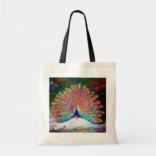 Bolsa Tote Pintura do pavão do vintage