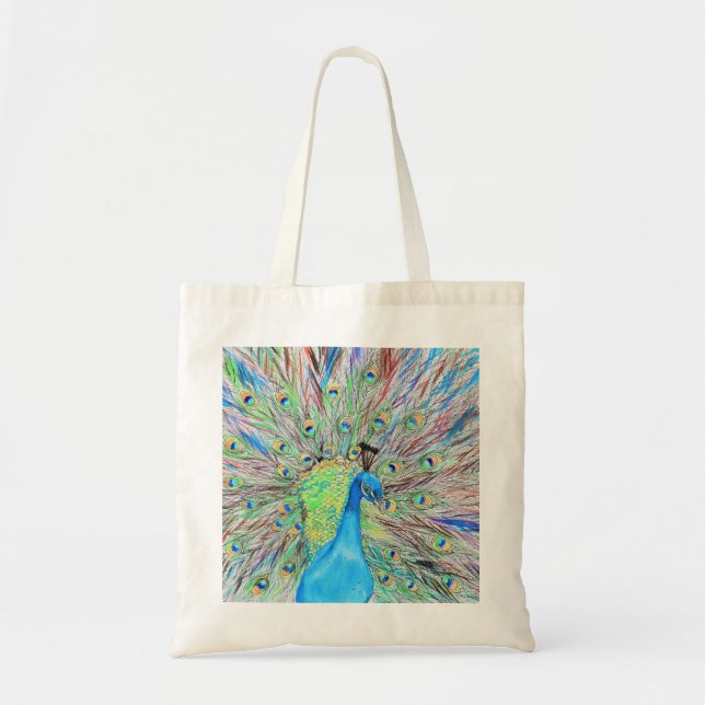 Bolsa Tote Pintura do Peacock de Aquarela (Frente)