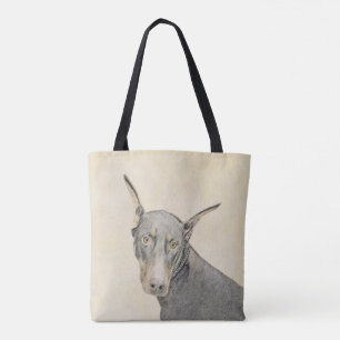 Bolsa Tote Pintura Doberman Pinscher - Arte Original para Cac