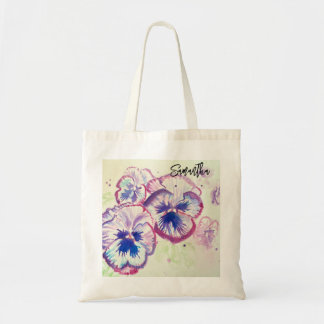 Bolsa Tote Pintura em aquarela de Pensamentos Roxos