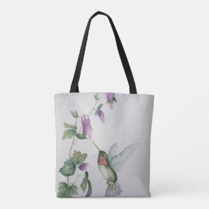 Bolsa Tote Pintura em Aquarela do Jardim do Hummingbird