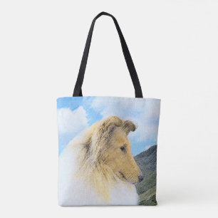 Bolsa Tote Pintura em Collie, em Montanhas (Rough) - Arte Can