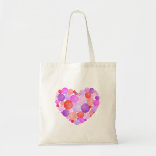 Bolsa Tote Pintura em d'água do coração rosa e roxo