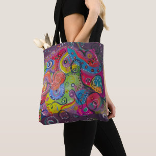 Bolsa Tote pintura em espiral de abstrato