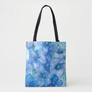 Bolsa Tote Pintura em flor selvagem azul