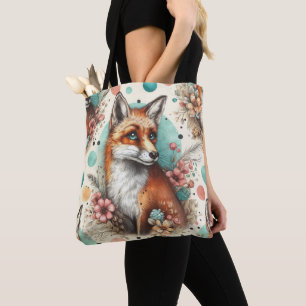 Bolsa Tote Pintura em Forma de Cinto Vintage Watercolo Fox