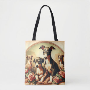Bolsa Tote Pintura em Greyhound Italiano, Cute Vintage