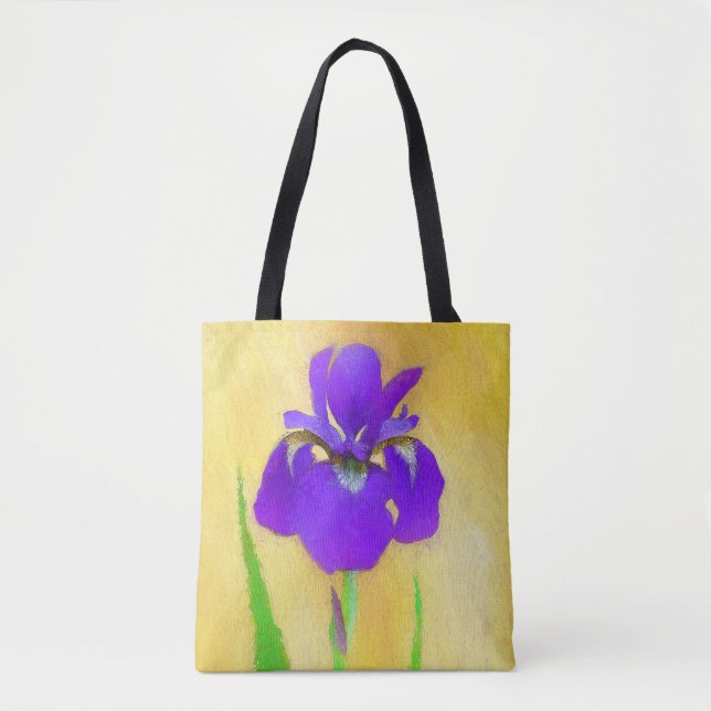 Bolsa Tote Pintura em Íris com pérola - Cão original branco A (Frente)