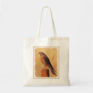 Bolsa Tote Pintura em Kestrel Americano - Arte de Pássaro Or