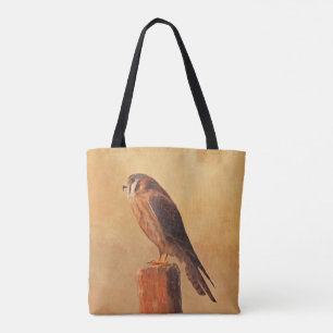 Bolsa Tote Pintura em Kestrel Americano - Arte original sobre