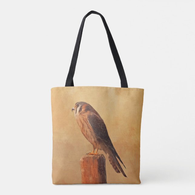 Bolsa Tote Pintura em Kestrel Americano - Arte original sobre (Verso)