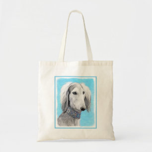Bolsa Tote Pintura em Saluki (Prata) - Arte Cão Original Bon
