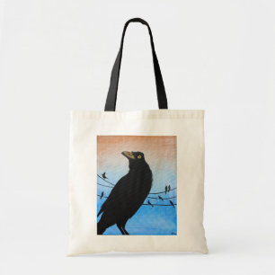 Bolsa Tote Pintura em vida selvagem de aves pretas de Austin 