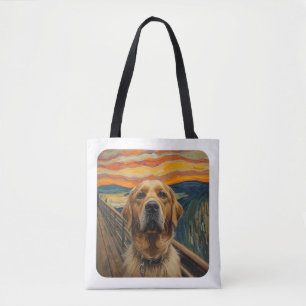 Bolsa Tote Pintura Expressionista Ansiosa do Golden Retriever