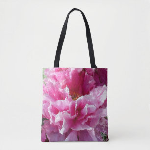 Bolsa Tote *~* Pintura Floral AR1 de Peônia Rosa Arte Origina