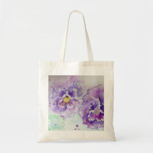 Bolsa Tote Pintura Floral de Flor Púrpura
