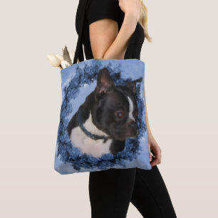 Bolsa Tote Pintura Fotográfica de Arte Canina de Boston Terr