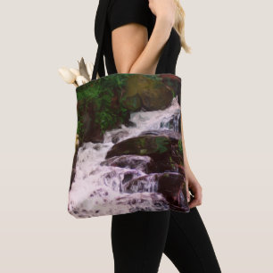 Bolsa Tote Pintura Fotográfica de Óleo de Cascata de Madeir