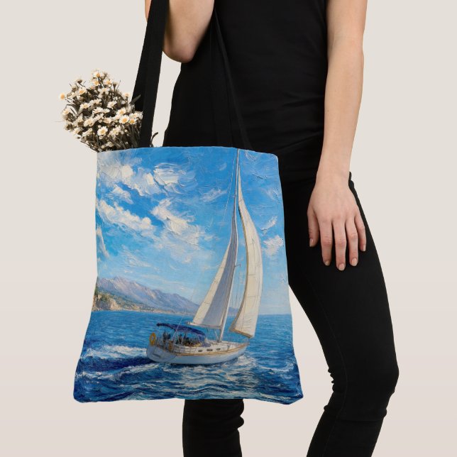 Bolsa Tote Pintura Impasto de Velero  (Close Up)
