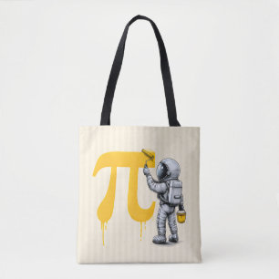 Bolsa Tote Pintura Legal de Astronauta Símbolo Pi Dia do Pi 