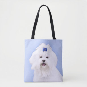 Bolsa Tote Pintura Maltesa - Arte Cachorra Original