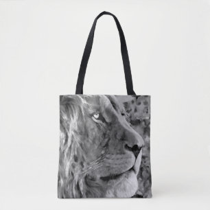 Bolsa Tote Pintura moderna de óleo preto e branco do rei-leão