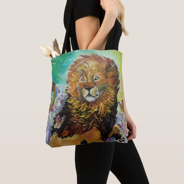 Bolsa Tote Pintura Mystical Crystal Lion "Novos Mundos" (Close Up)