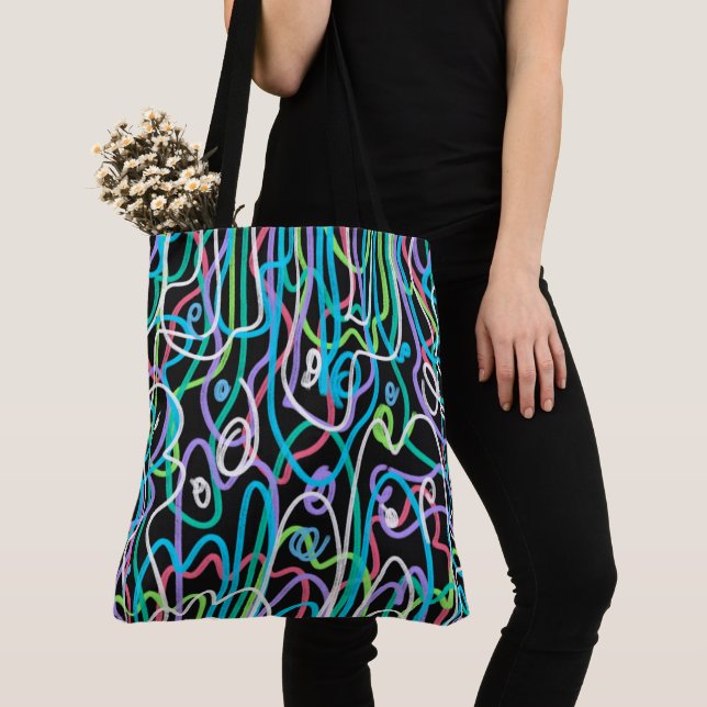 Bolsa Tote Pintura Neon Abstrato (Close Up)