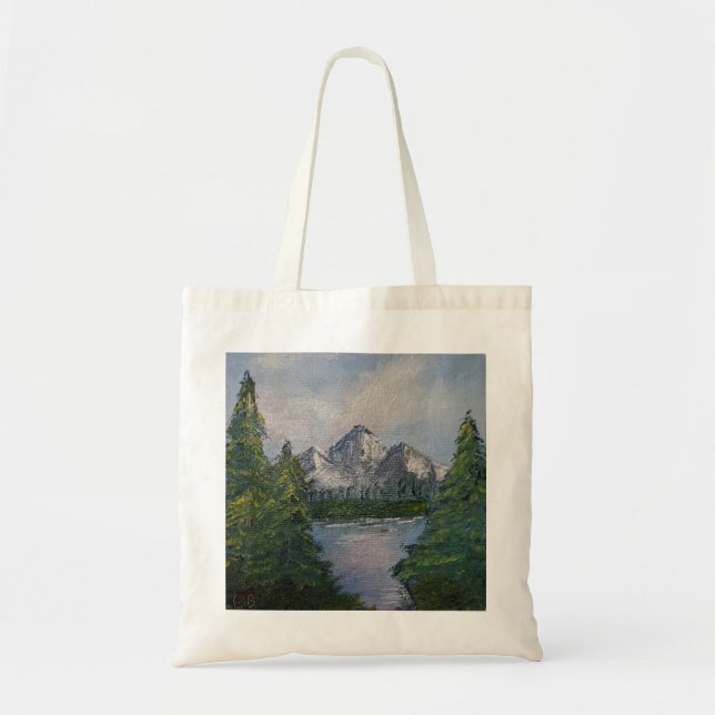Bolsa Tote Pintura no estilo Bob Ross #2 (Frente)