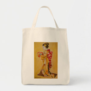 Bolsa Tote Pintura original em aquarela japonesa Geisha