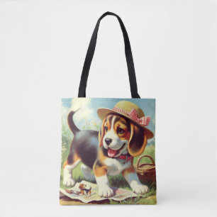 Bolsa Tote Pintura para puppy com beagle