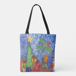 Bolsa Tote Pintura por Aquarela de Natal Whimsical Cheer