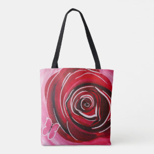 Bolsa Tote Pintura Rosa Borboleta por Alfred Fox