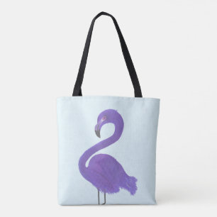 Bolsa Tote Pintura roxa do flamingo - belas artes litorais