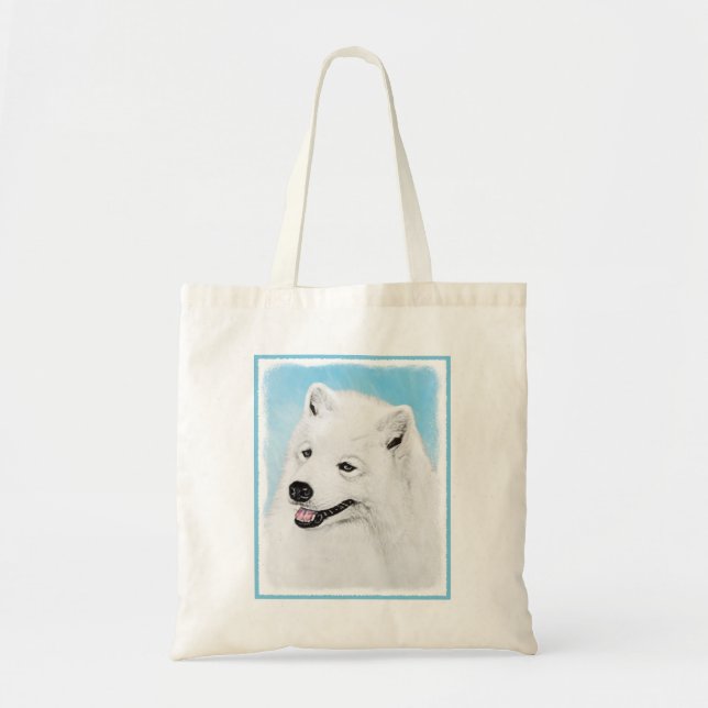 Bolsa Tote Pintura Samoyed - Arte Cachorosa Original (Frente)