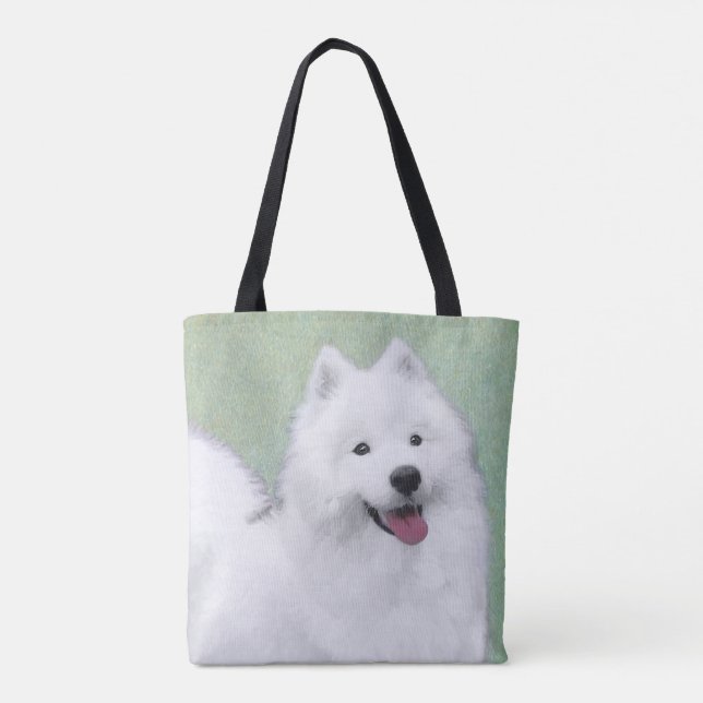 Bolsa Tote Pintura Samoyed - Arte Cachorra Original (Verso)