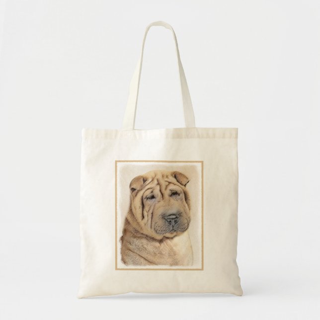 Bolsa Tote Pintura Shar Pei - Arte Cachorra Original (Frente)