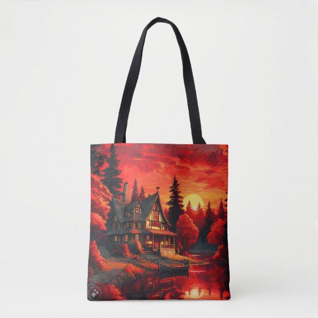 Bolsa Tote Pintura solar com algodão e lago-66633 (Frente)