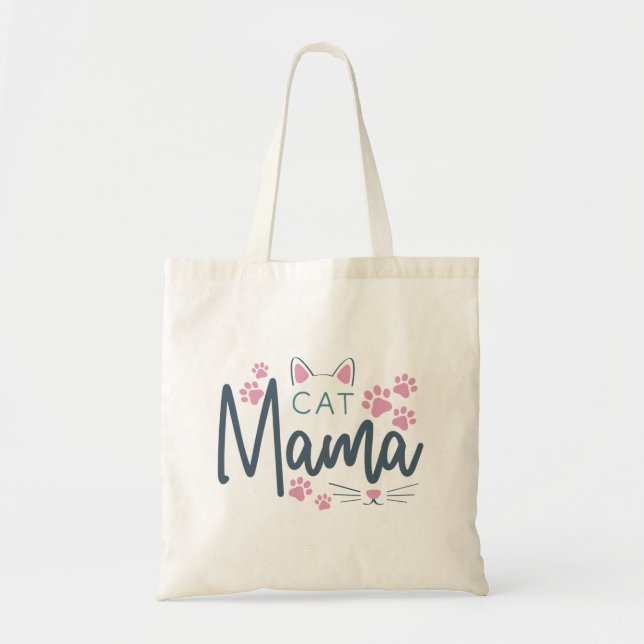 Bolsa Tote Pinturas Gata Mamã Kawaii Bonita Saco (Frente)