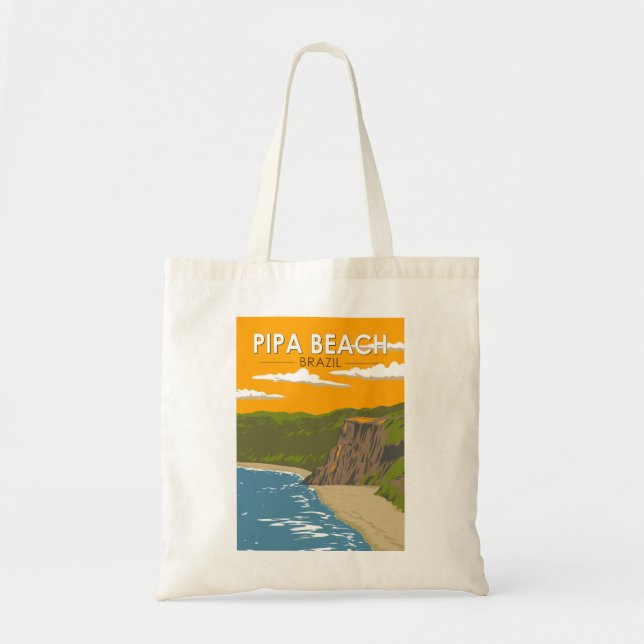 Bolsa Tote Pipa Beach Brazil Viagem Art Vintage (Frente)