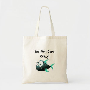 Bolsa Tote Piranha Louco, Desenho de Peixe de Desenho Animado