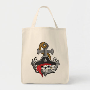 Bolsa Tote Pirata - Âncora do crânio