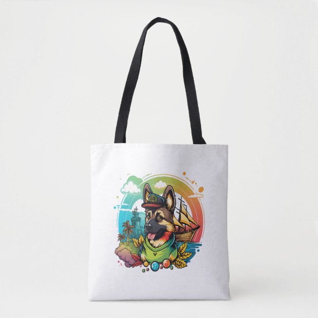 Bolsa Tote Pirata de Cachorro german shepherd (Frente)